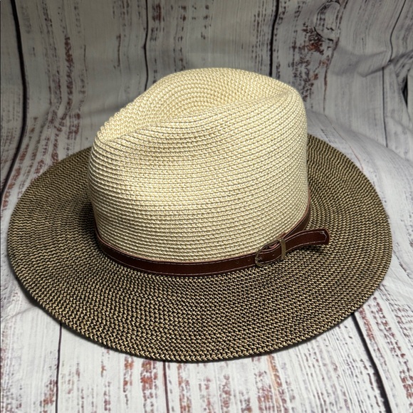 Sunday Afternoons Cream and Brown Wide Brimmed Fedora Hat Medium - Picture 2 of 16